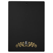 Elegant Monogram Black Gold Kantoor School Klembord (Achterkant)