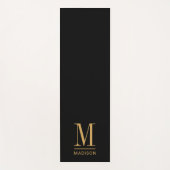 Elegant Monogram Black Gold Name Yogamat (Voorkant)