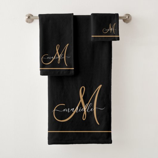 Élégant Monogram Black Gold Nom de script (En situation)