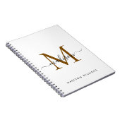 Elegant Monogram Black Gold Script Kantoor School Notitieboek (Rechterzijde)