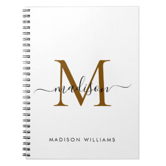 Elegant Monogram Black Gold Script Kantoor School Notitieboek