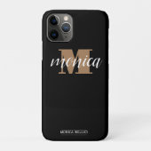 Elegant Monogram Black Gold Script minimal Case-Mate iPhone Case (Achterkant)