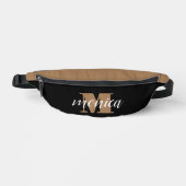 Elegant Monogram Black Gold Script minimal Heuptasje (Voorkant)