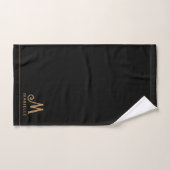 Elegant Monogram Black Gold Script Name Bad Handdoek (Handdoek)