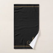 Elegant Monogram Black Gold Script Name Bad Handdoek (Handdoek)