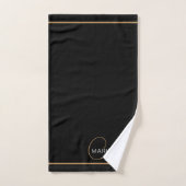 Elegant Monogram Black Gold Script Name Bad Handdoek (Handdoek)