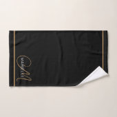 Elegant Monogram Black Gold Script Name Bad Handdoek (Handdoek)