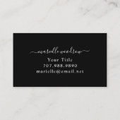 Elegant Monogram Black Gold Script Name Visitekaartje (Achterkant)