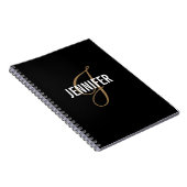 Élégant Monogram Black Gold Script nom Carnet (Côté Droit)
