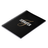 Élégant Monogram Black Gold Script nom Carnet (Côté gauche)