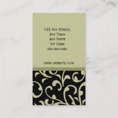 Elegant Monogram Black Sage Damask Visitekaartje (Achterkant)
