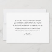 Elegant Monogram Black Wedding Bedankkaart (Achterkant)