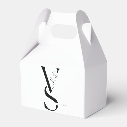 Elegant Monogram Black & White Favor Box  Bedankdoosjes (Achterkant)