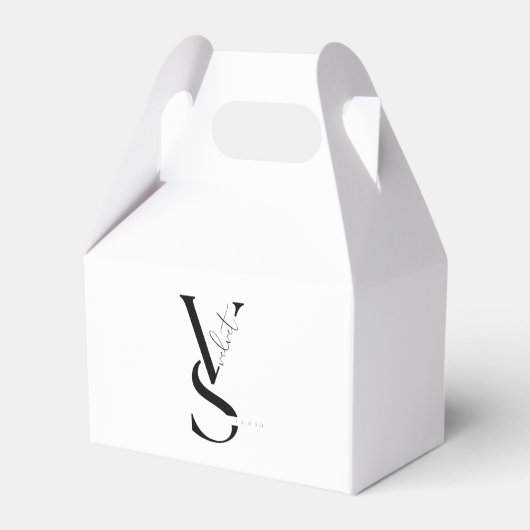 Elegant Monogram Black & White Favor Box Bedankdoosjes (Voorkant Zijde)