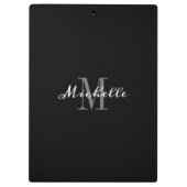 Elegant Monogram Black White, gepersonaliseerd Klembord (Achterkant)