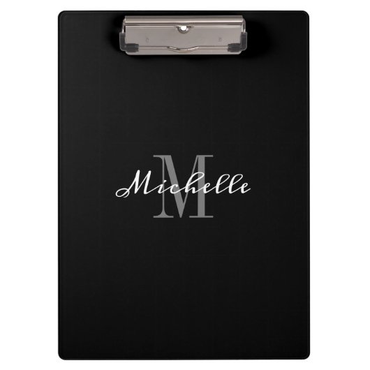Elegant Monogram Black White, gepersonaliseerd Klembord (Voorkant)