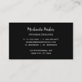 Elegant Monogram Black White Interior Designer Visitekaartje (Achterkant)