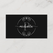 Elegant Monogram Black White Interior Designer Visitekaartje (Voorkant)
