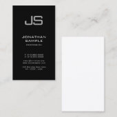 Elegant Monogram Black White Minimalist Plain Visitekaartje (Voorkant / Achterkant)