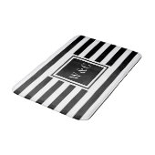 Elegant Monogram Black White Stripe Badmat (Gekanteld)