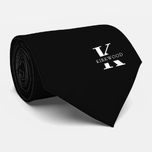 Elegant Monogram   Black White Stropdas