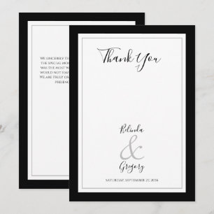 Elegant Monogram Black & White Wedding Bedankkaart