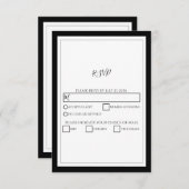 Elegant Monogram Black & White Wedding RSVP Kaartje (Voorkant / Achterkant)