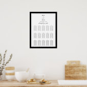 Elegant Monogram Black White Wedding Seding Chart Poster (Keuken)
