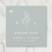 Elegant Monogram Blad Wijze Groene Bruiloft Bedankjes Labels (Voorkant)