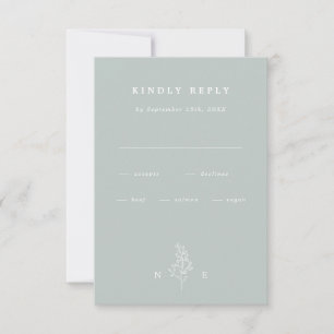 Elegant Monogram Blad Wijze Groene Bruiloft RSVP Kaartje