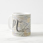 Elegant Monogram Bladmuziek Koffiemok (Voorkant links)