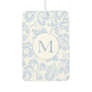 Elegant Monogram Blauw Bloemen Botanisch Luchtverfrisser