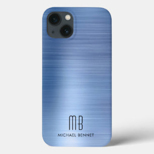 Elegant Monogram Blauw iPhone 13 Hoesje