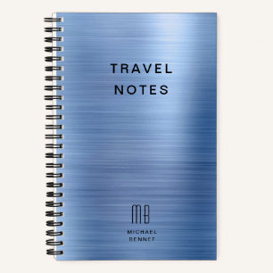 Elegant Monogram Blauw Reis Notitieboek