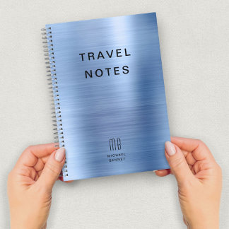 Elegant Monogram Blauw reizen Notitieboek