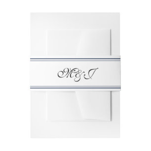 Elegant Monogram Blauw Shell Zee Bruiloft Uitnodigingen Wikkel