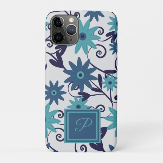 Elegant monogram blauw turquoise - patroon Case-Mate iPhone case (Achterkant)