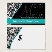 Elegant Monogram blauwgroen prijs label I Visitekaartjes (Voorkant /achterkant)