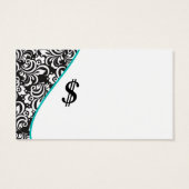 Elegant Monogram blauwgroen prijs label I Visitekaartjes (Achterkant)