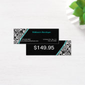 Elegant Monogram blauwgroen prijs label klein Mini Visitekaartjes (Bureau)