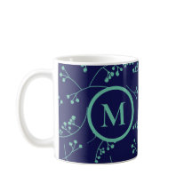 Elegant monogram blauwgroen turquoise berry patroo