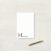 Elegant Monogram Bloemen Letter M en Naam Post-it® Notes (Op bureau)
