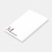 Elegant Monogram Bloemen Letter M en Naam Post-it® Notes (Schuin)