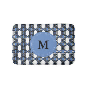 Elegant Monogram Blue Abstract Scarab Patroon Badmat