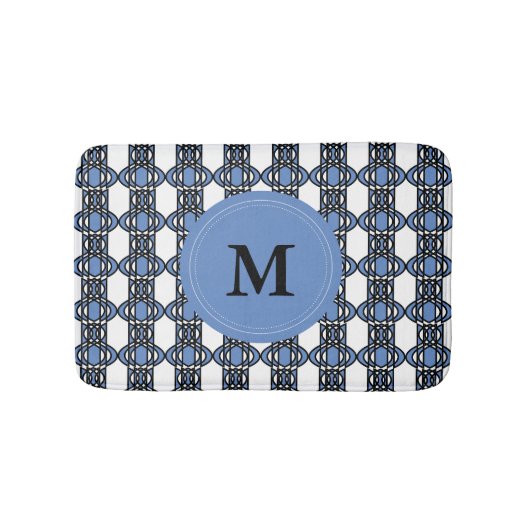 Elegant Monogram Blue Abstract Scarab Patroon Badmat (Voorkant)