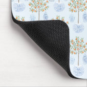 Elegant Monogram Blue en White China Oranje Tree Muismat (Hoek)