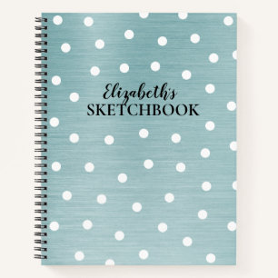 Elegant Monogram Blue Glam Sketchbook Notitieboek
