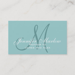 Elegant Monogram Blue Mama Calling Card Contactkaartje
