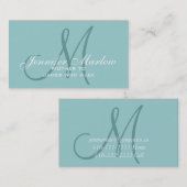 Elegant Monogram Blue Mama Calling Card Contactkaartje (Voorkant / Achterkant)