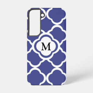 Elegant Monogram Blue Samsung Galaxy Hoesje